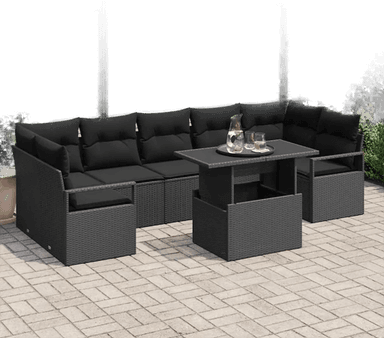 Vidaxl Hagesofa Set 8 pcs Svart