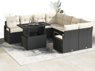 Vidaxl Hagesofa Set 9 pcs Svart