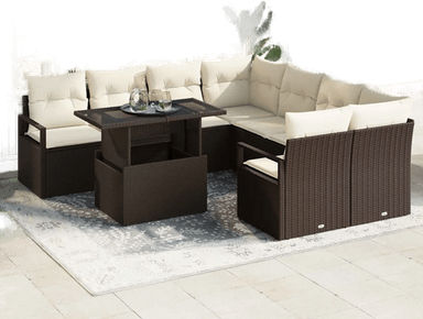 Vidaxl Hagesofa Set 9 pcs Brun