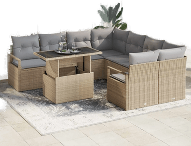 Vidaxl Hagesofa Set 9 pcs Beige