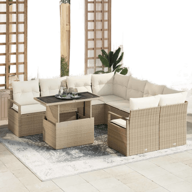 Vidaxl Hagesofa Set 9 pcs Beige