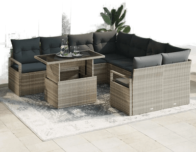 Vidaxl Hagesofa Set 9 pcs Lysegrå