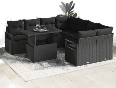 Vidaxl Hagesofa Set 9 pcs Svart
