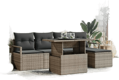 Vidaxl Hagesofa Set 6 pcs Grå