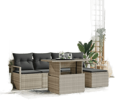 Vidaxl Hagesofa Set 6 pcs Lysegrå