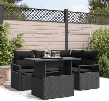 Vidaxl Hagesofa Set 5 pcs Svart