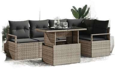 Vidaxl Hagesofa Set 6 pcs Grå