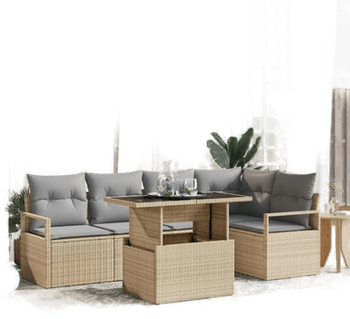 Vidaxl Hagesofa Set 6 pcs Beige