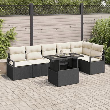 Vidaxl Hagesofa Set 7 pcs Svart