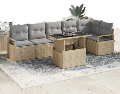Vidaxl Hagesofa Set 7 pcs Beige