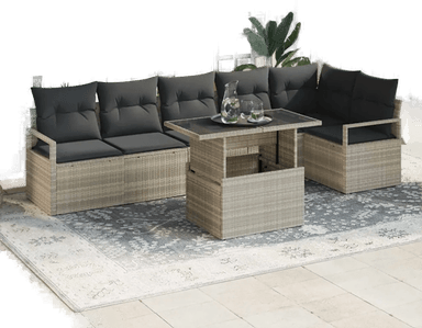 Vidaxl Hagesofa Set 7 pcs Lysegrå