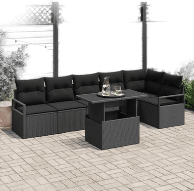 Vidaxl Hagesofa Set 7 pcs Svart