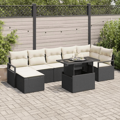 Vidaxl Hagesofa Set 8 pcs Svart