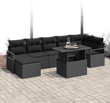 Vidaxl Hagesofa Set 8 pcs Svart