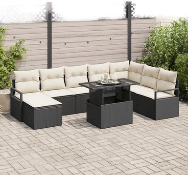 Vidaxl Hagesofa Set 9 pcs Svart