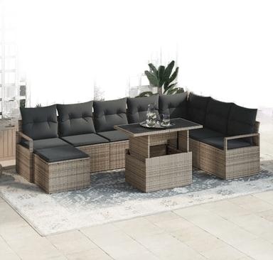 Vidaxl Hagesofa Set 9 pcs Grå