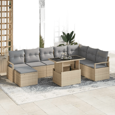 Vidaxl Hagesofa Set 9 pcs Beige
