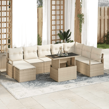 Vidaxl Hagesofa Set 9 pcs Beige