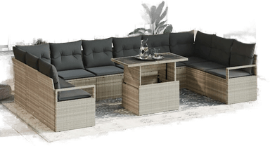 Vidaxl Hagesofa Set 11 pcs Lysegrå