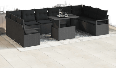 Vidaxl Hagesofa Set 11 pcs Svart