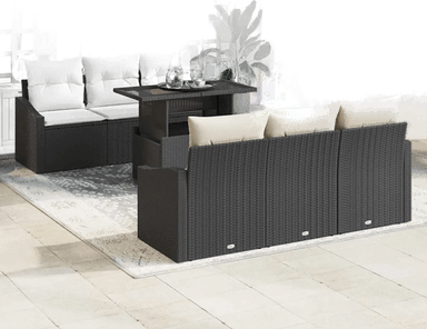 Vidaxl Hagesofa Set 7 pcs Svart