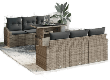 Vidaxl Hagesofa Set 7 pcs Grå