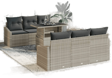 Vidaxl Hagesofa Set 7 pcs Lysegrå