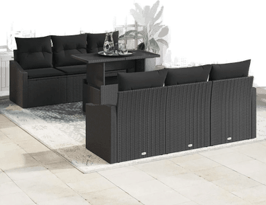 Vidaxl Hagesofa Set 7 pcs Svart