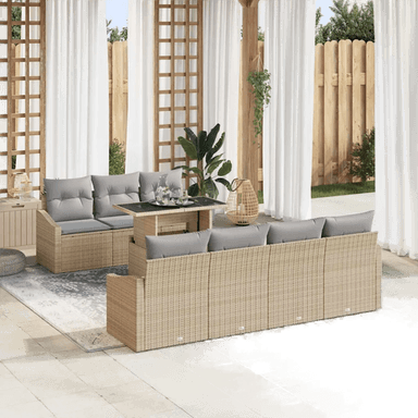 Vidaxl Hagesofa Set 8 pcs Beige