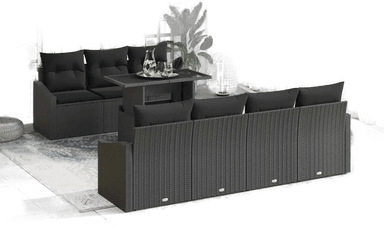 Vidaxl Hagesofa Set 8 pcs Svart