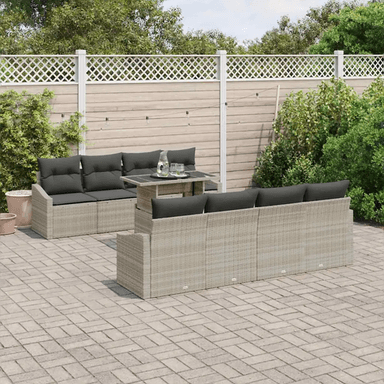 Vidaxl Hagesofa Set 9 pcs Lysegrå