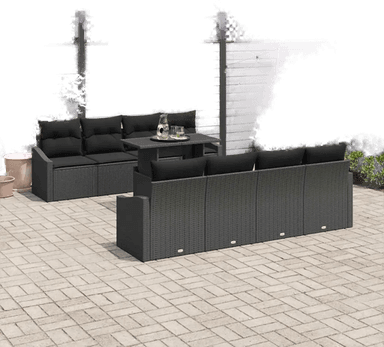 Vidaxl Hagesofa Set 9 pcs Svart