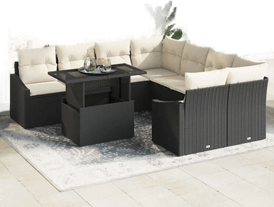 Vidaxl Hagesofa Set 9 pcs Svart