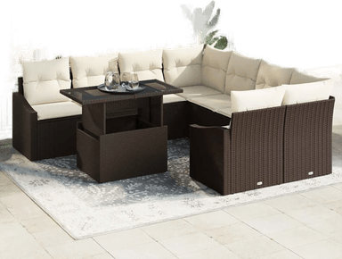 Vidaxl Hagesofa Set 9 pcs Brun