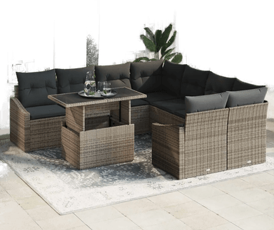 Vidaxl Hagesofa Set 9 pcs Grå