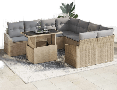 Vidaxl Hagesofa Set 9 pcs Beige