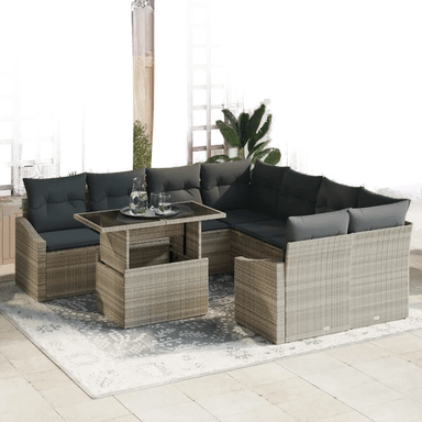 Vidaxl Hagesofa Set 9 pcs Lysegrå