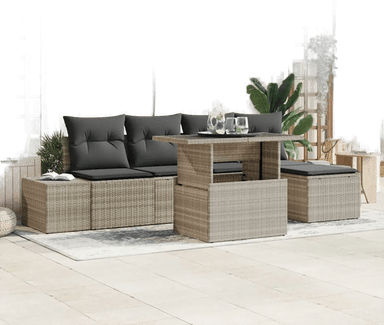 Vidaxl Hagesofa Set 6 pcs Lysegrå