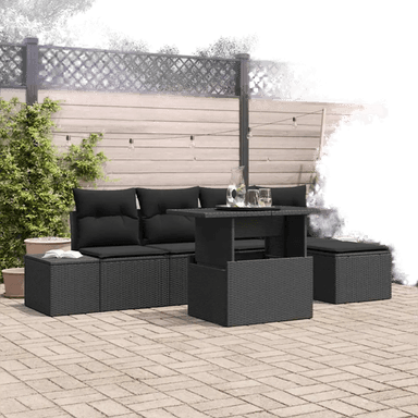 Vidaxl Hagesofa Set 6 pcs Svart