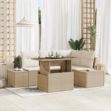 Vidaxl Hagesofa Set 5 pcs Beige