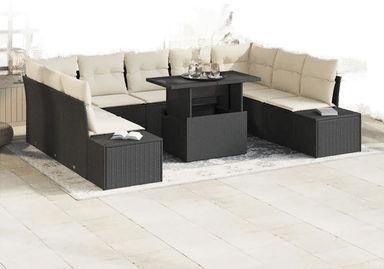 Vidaxl Hagesofa Set 10 pcs Svart