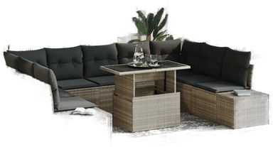 Vidaxl Hagesofa Set 10 pcs Lysegrå