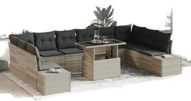 Vidaxl Hagesofa Set 11 pcs Lysegrå