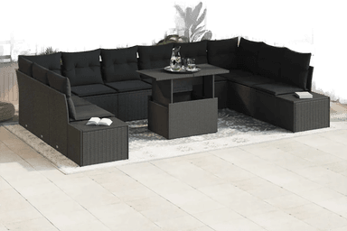 Vidaxl Hagesofa Set 11 pcs Svart