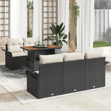 Vidaxl Hagesofa Set 6 pcs Svart