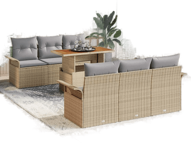 Vidaxl Hagesofa Set 7 pcs Beige