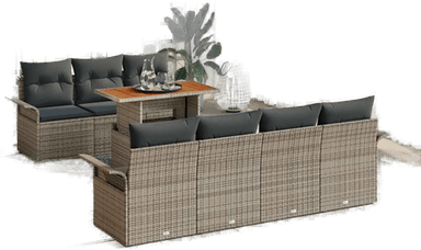 Vidaxl Hagesofa Set 8 pcs Grå