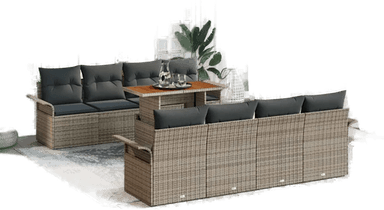 Vidaxl Hagesofa Set 9 pcs Grå