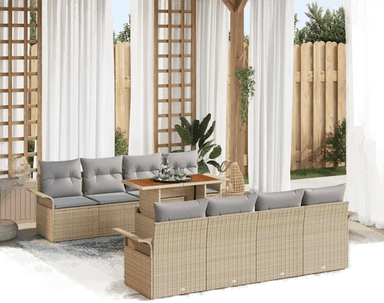 Vidaxl Hagesofa Set 9 pcs Beige