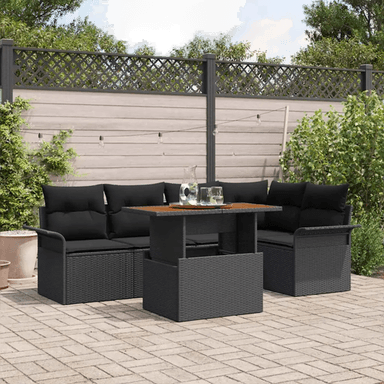 Vidaxl Hagesofa Set 6 pcs Svart